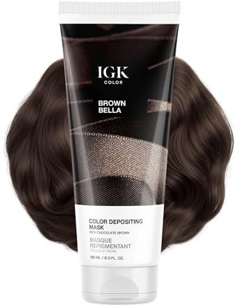 IGK Brown Bella | Chocolate Brown Hair Gloss + Color Depositing Mask | Boost Shine, Enhance Brunette Tones, Refresh Color | Semi Permanent Conditioning Treatment | Vegan | 6 oz
