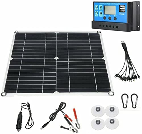 Kit de panel solar, módulo solar USB de 80 W 12 V, panel solar flexible con controlador de cargador, para RV/camping/hogar/exterior, para carga de batería en vehículos y barcos