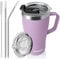 patmoseal Insulated Travel Mug with Handle Straw & 2 Spill-Proof Lids, Thermal Cup Coffee Tumbler Tea Flask for Hot Cold Drinks 600ml/20oz (Lilac Purple)