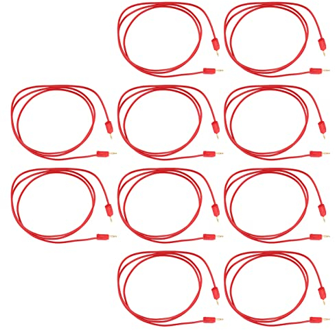 10Set Bananenstecker Messleitung Messing PVC Elektrisches Prüfkabel Kabel Elektrisches Prüfkabel für Multimeter 2mm Kfz-Diagnoseprüfung Verwendung(Rot)