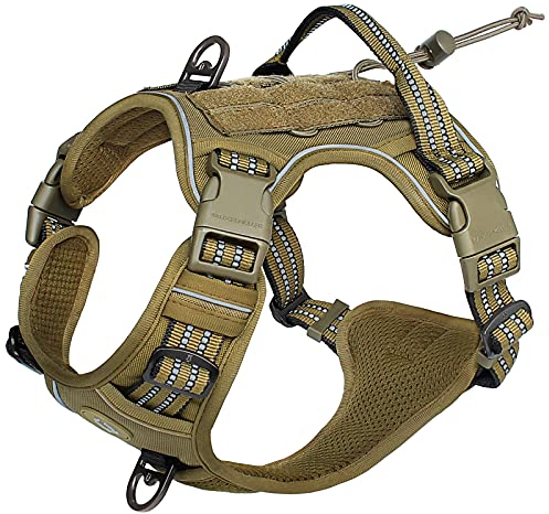 Taktisches Hundegeschirr, No-Pull Sicherheitsgeschirr für mittlere und große Hunde, Militärisches Material Hundegeschirr Metall Taktisches Geschirr