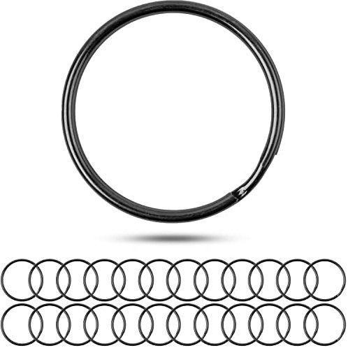 Schlüsselringe Set, Ø 25 mm Durchmesser, 24 Stück, aus gehärtetem Metall, in Schwarz, Metall Ringe Schlüsselanhänger, Schlüssel Organisation Autoschlüssel, Haustürschlüssel, Spaltringe O Ring DIY Kit