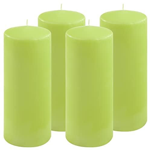 Stumpenkerze Höhe 25 cm Ø 10 cm lange Brenndauer Rund-Kerze Säulenkerzen Kerzen-Deko Tafelkerzen Weihnachts-Kerzen Hochzeit Xmas (hellgrün, 4)