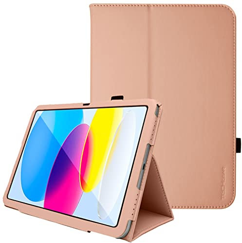 TECHGEAR Leather Case for Apple iPad 11th Gen (2025 A16) & 10th Gen (2022), PU Slim Folio Smart Cover with Stand, Hand Strap, Auto Sleep/Wake, for iPad 11 / iPad 10.9 [Rose Gold]