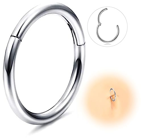 ESHIONER G23 Titan Hypoallergen Nasenring Silber Gold Septum Piercing Helix Ring Knorpel Ringe Tragus Conch Piercing Ring 14G 16G Dicke 6MM Nasenpiercing 1 Stück