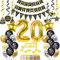 Luftballons 20. Geburtstag Deko Schwarz Gold, Dekoration für Mann und Frau, Tortendeko 20 Jahre, Geburtstagsdeko Gold