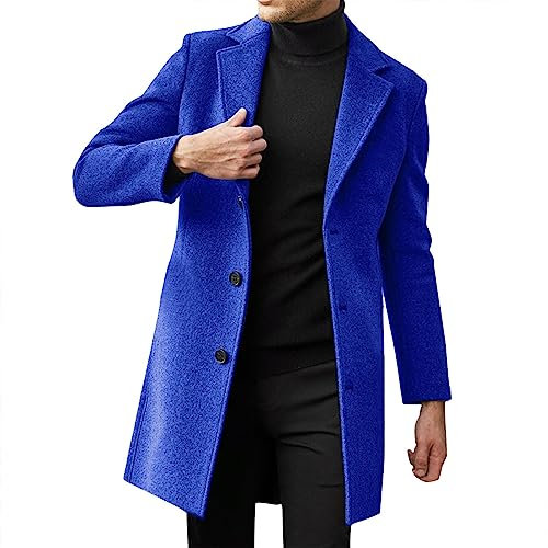 CUTeFiorino Jacken Ärmellos Herren Herren Schlanker Wintermantel Reverskragen Langarm Gepolsterte Lederjacke Vintage Verdicken Mantel Schaffelljacke Herren Herbst Elegant (Blue, XXXXL)