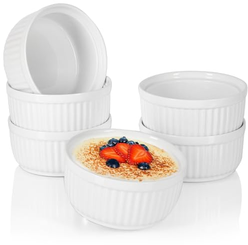 COM-FOUR® 6x Platos para soufflé - Cuencos de cerámica con Aletas de ragú - Cacerolas aptas para Horno - Cuencos de Postre aptos para lavavajillas - Recipientes de cerámica 250 ml