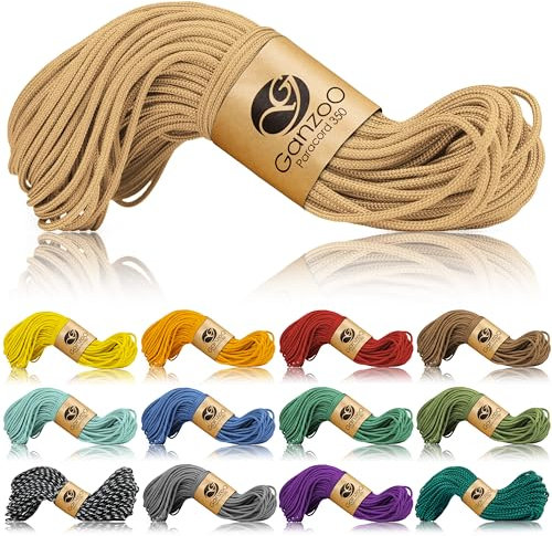 Ganzoo Paracord 350 Seil, Nylon Polyester, 2,5mm, Typ 1, 30m, Outdoor Schnur, Allzweckseil, Takelung für Armband, Hundehalsband, Hundeleine Knüpfen, Camping Survival, hell braun