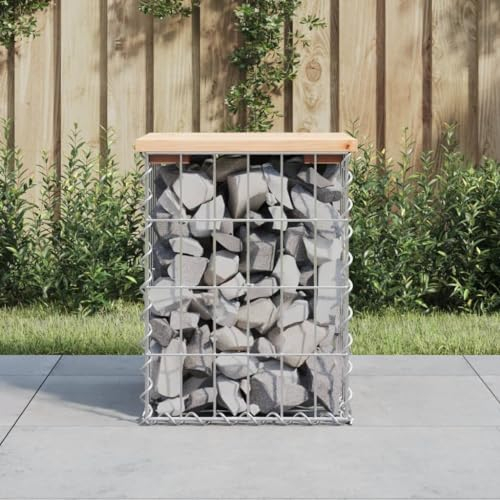ShGaxin Gartenbank aus Gabionen 33x31x42 cm Massivholz Kiefer, Terrassenmöbel, Wetterfeste Bank, Outdoor Bank, Parkbank, Garten Banken, Deko Bank, Gartenmöbel - 834326