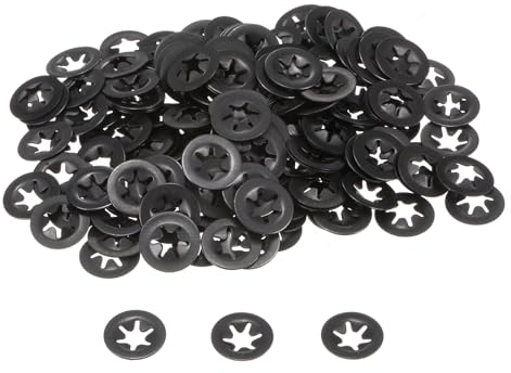 sourcing map 200 Stück interne Zahnsicherungsscheiben, M4 x 12 mm, Push-on-Halteklammern, Sicherungsscheiben, 65 Mn Stahl-Druckmuttern