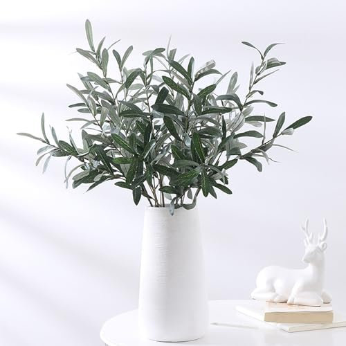 Comebachome Branches d'olivier pour vases, 5pcs 30in Branche d'olivier Artificielle, Verdure réaliste des tiges d'olive pour Les décorations de Mariage à la Maison (sans Olives)