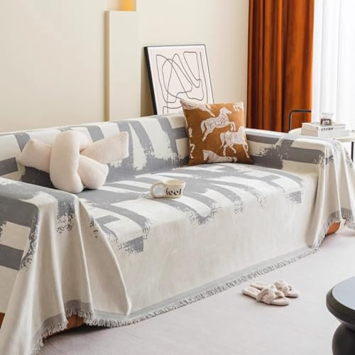 Luxus-Sofabezug 1 2 3 4-Sitzer-Chenille-Sofa üBerzug Mit Quasten L U-Form Eckcouch Katzen Anti-Scratch Sofa ÜBerwurf Decke Mehrzweck Deckeen FüR Armloses Sofa Bett Chaiselongue(180X150cm,Grey)