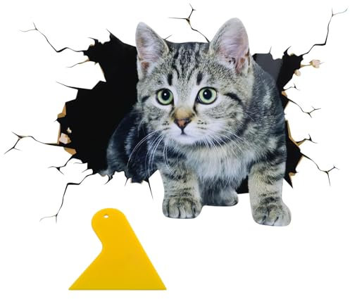Adesivo 3D per gatti con 1 raschietto per film, adesivo per auto, decorazioni per gatti carini personalizzate per paraurti auto adesivi per graffi a tema da parete, adesivi per gatti, adesivi per auto