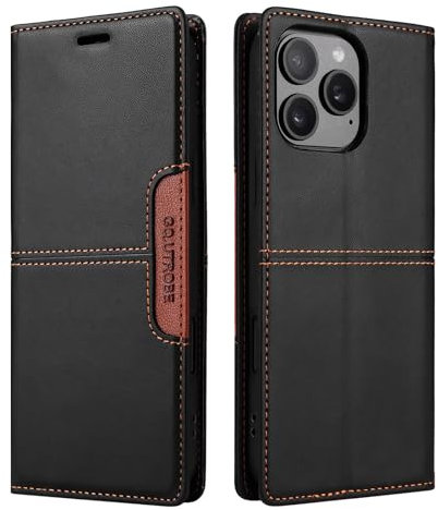 Netany Compatibile Custodia per telefono iPhone 11 Pro,custodia con patta in pelle PU, custodia con chiusura magnetica con supporto Custodia protettiva antiurto in pelle (Nero)