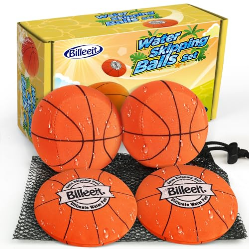 Billeeit 4 x Wasserspringbälle für Poolspiele (Basketball-Thema)