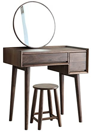 Huangj-0527 Schminktisch Kosmetiktisch Vintage Nussbaumholzfarbene Holzkommode, Holz-Make-up-Tisch, einfache kleine Kommode, Rahmen, Aufbewahrungskommode, Struktur, zarte Kommode Kommode für Make-up