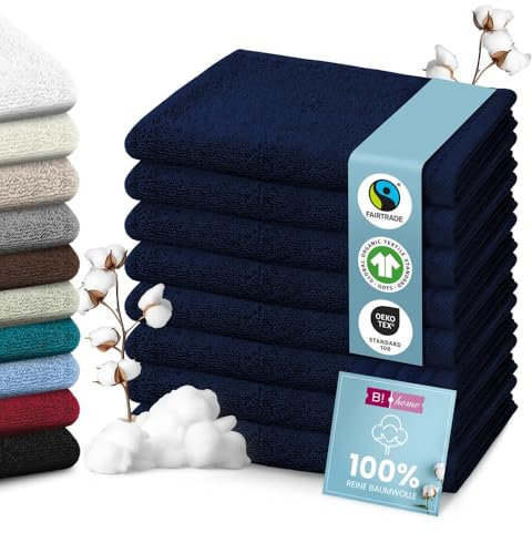 8er Set Premium Handtücher [100% Baumwolle] 50x100 cm, dunkelblau/Handtücher Weich, Saugstark & Pflegeleicht/Handtuch Perfekt für Bad, Gym & Reisen