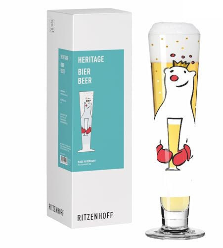 RITZENHOFF 8051002 Bier-Glas 330 ml - Serie Heritage, rund und mehrfarbig - mit Eisbären-Motiv - Made in Germany