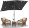 Daromigo Sonnenschirm Rechteckig LED Solar 210 x 140cm Grau mit Kurbel | Ampelschirm Sonnenschutz UV50+, 30° knickbar, Gartenschirm Terrassenschirm wasserdicht für Garten, ohne Ständer