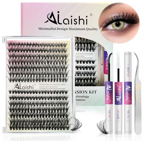 AILAISHI Ciuffetti Ciglia Finte Kit, Lash Cluster 280 Pezzi 9-16mm 30D+40D Curl D Fluffy, Extension Ciglia Con Colla e Pinzette, Impermeabile Naturali