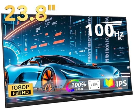 Kenowa 23.8 Zoll USB-C Tragbarer Monitor 100Hz FreeSync Gaming Monitor Full HD 1920x1080 IPS Externe Bildschirm mit Lautsprecher Typ-C/HDMI für Laptop/PC/Telefon/Mac/PS4