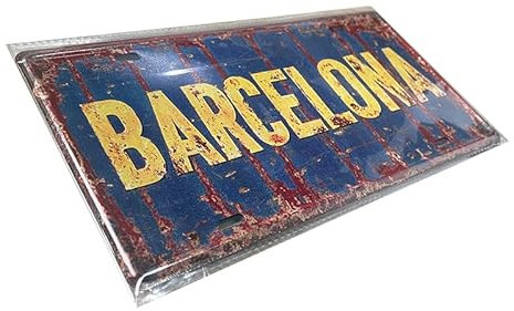 Barcelona - Placa de metal vintage de ciudad, 30 x 15 cm, placa rústica para pared, bar, pub, garaje, cueva de hombre, decoración del hogar