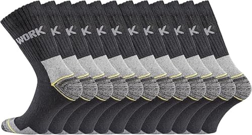 TippTexx 24 12 Paar robuste, atmungsaktive und haltbare Crew Arbeits-Socken mit 7 Monaten Anti-Loch-Garantie