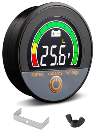 Uhidka 12V 24V 48V 60V 84V Waterproof IP67 Battery Capacity Voltage Meter with Backlight LCD and Low-Voltage Alarm for Lithium