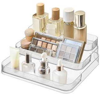 Parfüm-Organizer, 3-stufiges Acryl-Display für Ablage und Waschtisch-Organisation (durchsichtig)，Geeignet für die Präsentation von Nagellack, Kosmetika, Kunsthandwerk, Schmuck und Ähnlichem