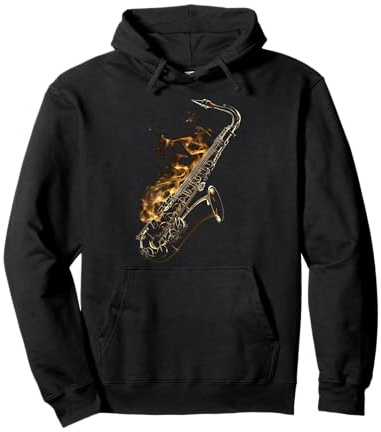 Saxophon Musikinstrument Motiv Illustration Saxophon Pullover Hoodie