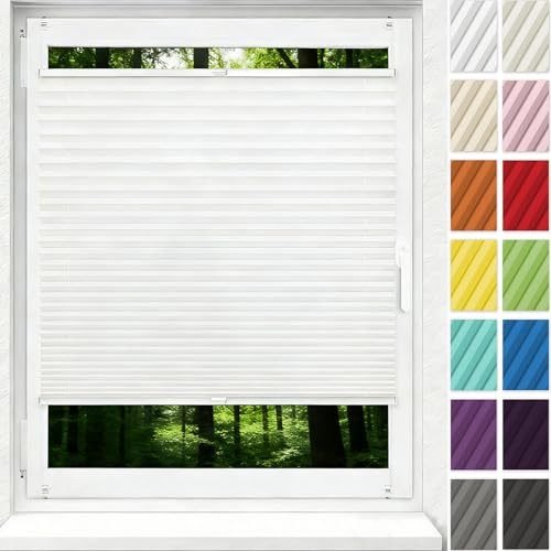 Plissees Plissee Ohne Bohren Klemmfix 120 x 230 cm Sonnenschutz Und Sichtschutz, Einfache Montage Plisseerollo Jalousie Rollos für Fenster Und Tür Plissee für Fenster Tür, Weiß