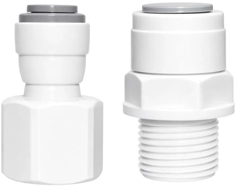 2 Stk 1/4 RO Wasser Gerade Rohrfitting auf 3/8 Weiblich/Außengewinde, Umkehrosmoseanlage Universelle Wasserhahn Adapter für Wasserreiniger