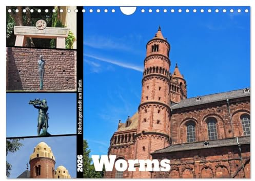 Worms-Nibelungenstadt am Rhein (Wandkalender 2026 DIN A4 quer), CALVENDO Monatskalender: Die Stadt Worms ist geprägt von über 2000 Jahre Geschichte, ... Nibelungensage. (CALVENDO Orte)