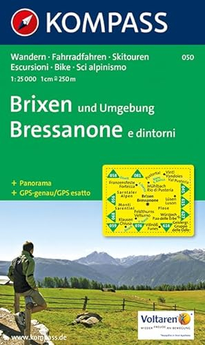 Brixen und Umgebung - Bressanone e dintorni: Wanderkarte mit Radrouten, Skitouren und Panorama. GPS-genau. 1:25000 (KOMPASS Wanderkarte, Band 50)