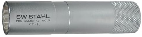 SW-Stahl 03149L Zündkerzeneinsatz 14 mm - 3/8 Zoll Zündkerzennuss 12-kant | Langer Zündkerzenschlüssel mit O-Ring - robustes Zündkerzenwerkzeug für schwer erreichbare Motorteile - 12-Punkt Profil