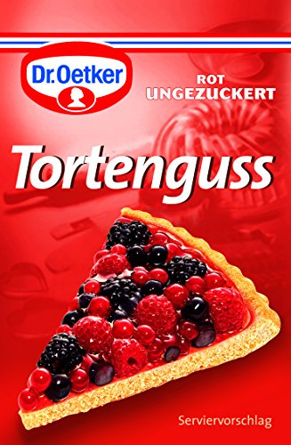 Dr. Oetker Tortenguss rot, 1 x 3er Pack, je Tütchen 12 g, festigender Guss für Obstkuchen & Torten, schnelles und einfaches Anrühren, für farbigen Glanz