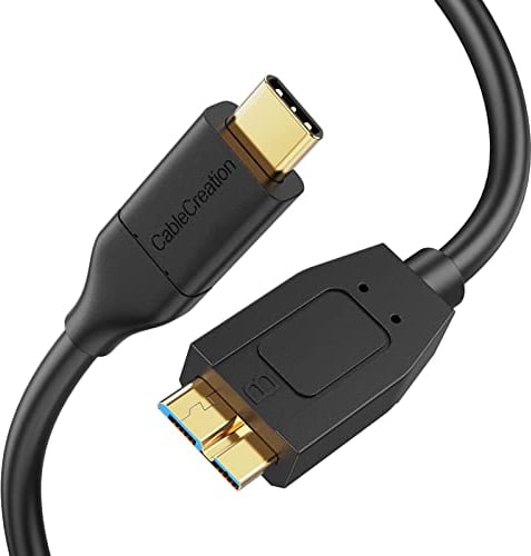 CableCreation 0.3M Câble USB Type C vers Micro USB 3.1(Gen2/10Gbps), Câble USB C pour Disque Dur Externe, Compatible avec MacBook(Pro), Dell XPS, Pixel, Huawei, OnePlus, Samsung etc, 1pied, Noir