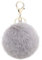 Auranso Pom Pom Fluffy Keyring Plush Charm Ring Faux Fur Bag Pendant Keychain Grey