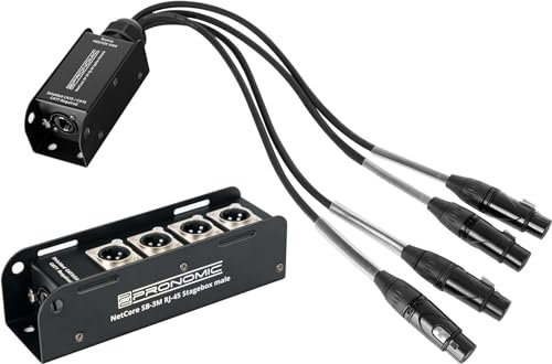 Pronomic NetCore SB-3M/SP-3F Set - Multicore-Lösung - Stagebox mit 4 XLR-Buchsen (male) - Peitsche mit 4 XLR-Steckern (female) - zur Übertragung analoger oder digitaler Signale über Netzwerkkabel