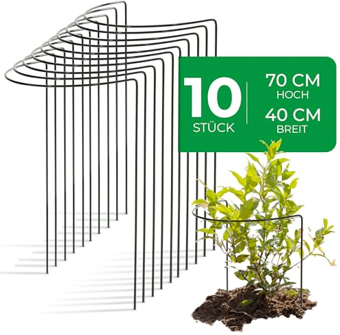 Novatool 10 Strauchstütze Metall halbrund 40 cm Ø70 cm hoch grün Staudenhalter Blumenhalter Rankengewächs Pflanzenstütze Blumenstütze Staudenstütze Rankhilfe Strauchhalter Rosenstütze