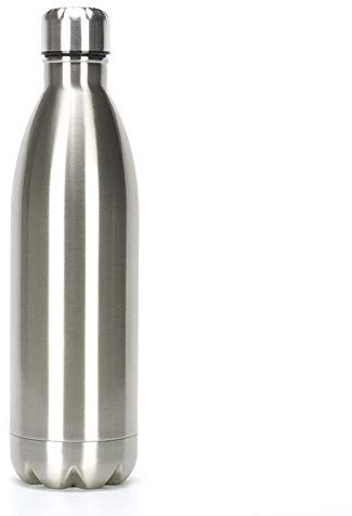 Borraccia termica in acciaio inox, da 1 l, elegante, mantiene caldo e freddo, con coperchi a tenuta stagna al 100% (argento, 1 L)