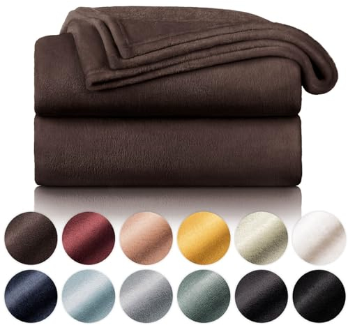 Blumtal Kuscheldecke flauschig - Oeko-TEX zertifizierte Fleecedecke 220x240 cm - Wohndecke 220x240 cm - Decke Couch als Wohn- & Kuscheldecke 220x240 cm - Decke Wohnzimmer 220x240 cm Dunkelbraun
