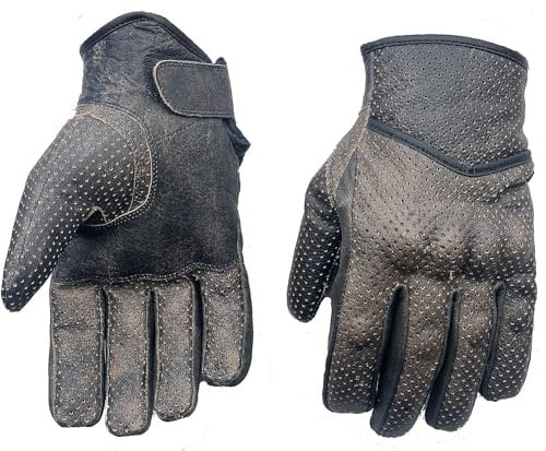 l&j Leder MOTORRADHANDSCHUHE aus Antikleder - Biker Motorrad Handschuhe - ECHTES Rindleder, Biker Chopper Motorrad (2XL)
