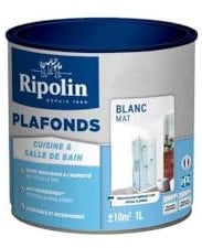 Peinture plafonds cuisine & salle de bain - Blanc mat - RIPOLIN - 1L