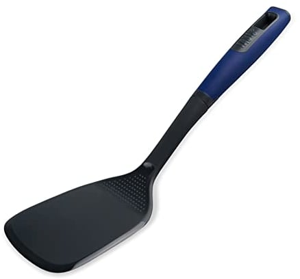Tasty Everyday Cooking Turner with Grater & Angled Edge, Cooking Spatula, Non-Stick Heat Resistant Head, Kitchen Turner, Non-Scratch, Dimensions: 34x10x6cm, Colour: Dark Blue, Grey, Large