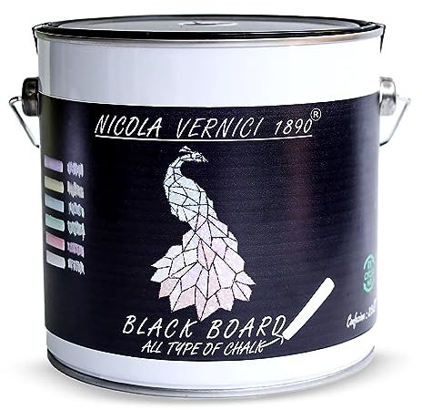 NICOLA VERNICI Peinture décorative noire à effet ardoise tableau noir, à base d'eau, fabriquée en Italie, convient à toutes les surfaces - Taille 2,5 lt