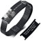 FLHEART Personalisiertes Opa ID Armband – Edelstahl Armband Mit Schwarzem Netz, Individuell Graviertes Foto Text Armband Für Großvater, Armband mit versteckter Nachricht, Papa Geschenk Zum Vatertag