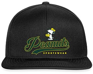 Spreadshirt Peanuts Snoopy Baseball Sportswear Snapback Cap, One Size, Schwarz/Schwarz