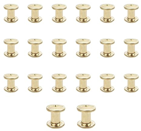 JJWNMLL Juego de 20 tornillos Chicago de M5x8mm, kit de tornillos de encuadernación Chicago, remache de uñas metal, botón Chicago, para cinturón de cuero,libro de recortes,encuadernación - Dorado
